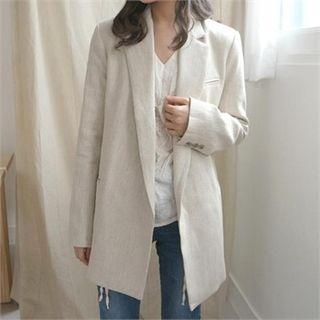 No-button Boxy-fit Linen Blazer