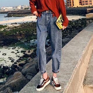 High Waist Cropped Harem Jeans
