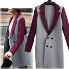 Double-breasted Color Block Long Blazer