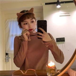 Contrast Trim Knit Long-sleeve Top