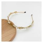 Metal Leaf Pearl Hair Band Gold - One Size