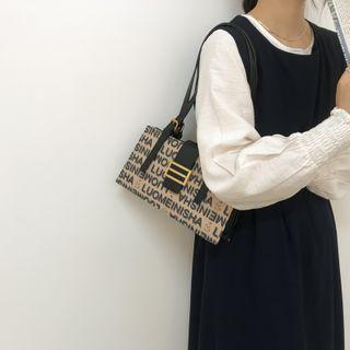 Lettering Print Shoulder Bag Black - One Size