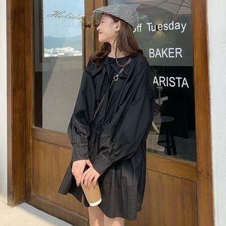 Balloon-sleeve Bow Mini A-line Dress