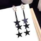 Rhinestone Alloy Star Fringed Earring 1 Pair - Silver Earrings - Black - One Size