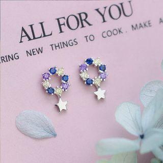Rhinestone Hoop Earring 1 Pc - As Shown In Figure - One Size