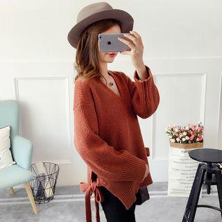 Tie Side V-neck Sweater