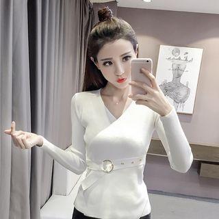 V Neck Long Sleeve Knit Top
