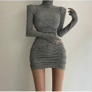 Long-sleeve Turtleneck Mini T-shirt Dress