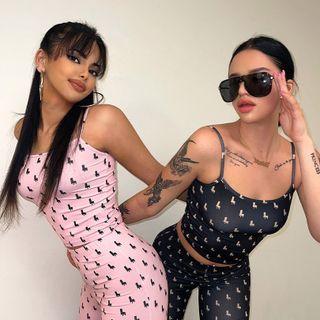Spaghetti-strap Patterned Crop Top