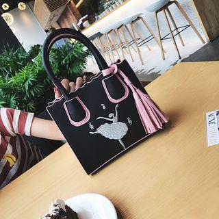 Ballerina Embroidered Tote With Shoulder Strap