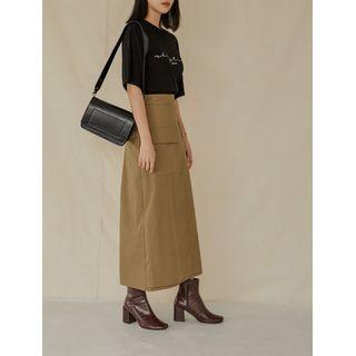 Flap-pocket Maxi Wrap Skirt