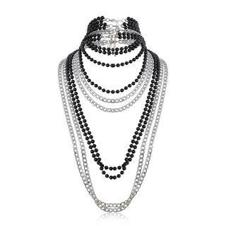 Layered Chain Necklace 0709 - Silver - One Size