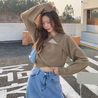 Polo-neck Cut-out Sweater