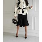 Cow Print Eco-fur Jacket Black - One Size