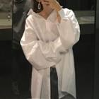 Long-sleeve Plain Long Shirt White - One Size