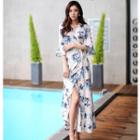 Floral Print Bell-sleeve Midi A-line Dress