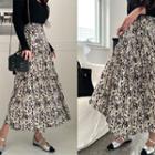 Patterned Flared Long Skirt Cream - One Size