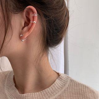 925 Sterling Silver Layered Cuff Earring 1 Pair - Clip On Earring - 2 Layers - One Size