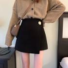 Plain High-waist Irregular Slim-fit A-line Skirt