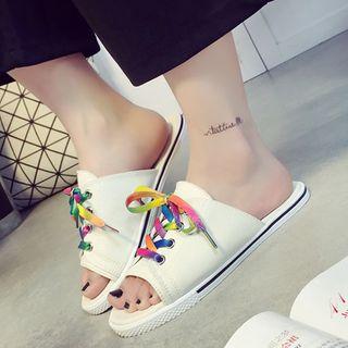 Lace-up Flat Slide Sandals
