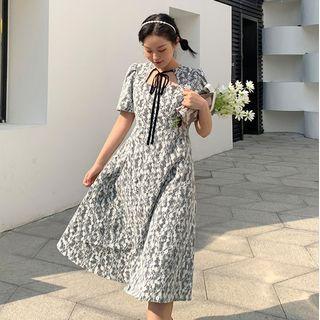Short-sleeve Lace Midi A-line Dress / Mini A-line Dress