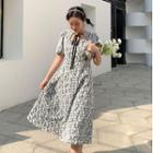 Short-sleeve Lace Midi A-line Dress / Mini A-line Dress