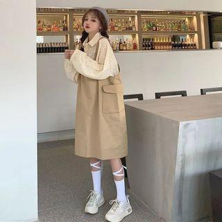 Floral Print Shirt / A-line Overall Dress / Set