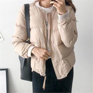 Rib-detail Short Puffer Jacket