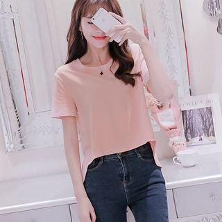 Slit-back Cropped T-shirt