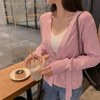 Knit Wrap Cardigan & Sash Pink - One Size