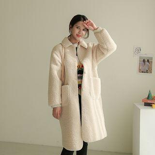 Collared Dual-pocket Sherpa-fleece Coat