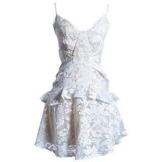 Embroidered Frill Trim Spaghetti Strap Dress