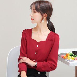 Sweetheart-neckline Blouse