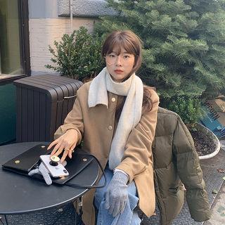 Collarless Metal-button Woolen Coat