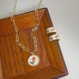 Flower Glaze Alloy Necklace / Earring / Set