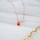 Stainless Steel 1314 Numerical & Heart Pendant Necklace Xl3093 - Necklace - Red Heart & Number - Rose Gold - One Size