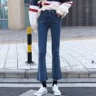 Fleece-lined High-waist Boot-cut Jeans