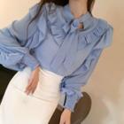 Long-sleeve Ruffle Accent Top