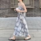 Spaghetti Strap Tie-dye Dress Gray - One Size