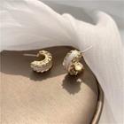 Alloy Open Hoop Earring 1 Pair - Alloy Open Hoop Earring - Gold & White - One Size