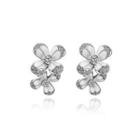 Fashion Flower Stud Earrings With Austrian Element Crystal Silver - One Size