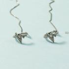 Heartbeat Chained Earring 1 Pair - Silver - One Size