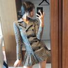 Plaid Double-breasted Coat Dress