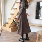 Flared Midi Pinafore Dress Light Brown - One Size