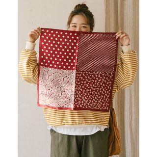 Patterned Contrast-panel Square Scarf