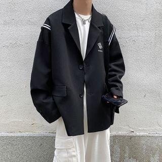 Striped Trim Loose-fit Jacket