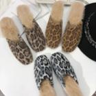 Block-heel Leopard Print Slippers