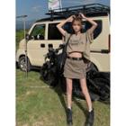 Short-sleeve Lettering T-shirt / Mini Cargo Skort