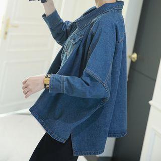 Drop-shoulder Denim Shirt Blue - One Size