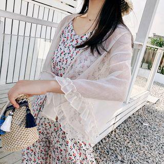 Frill-trim Chiffon Light Long Jacket